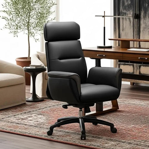 Ergonomic Office Chair For Home Office High Back Desk Chair With Lumbar Support Microfiber Leather 360 Degree Swivel