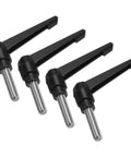 4 Pack Clamping Lever Handles M12 X 40Mm With 304 Stainless Steel Threaded Male Studs, Black Coated Finish
