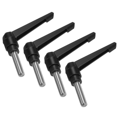 4 Pack Clamping Lever Handles M12 X 40Mm With 304 Stainless Steel Threaded Male Studs, Black Coated Finish