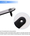 Heavy Duty Black Straight Flat Brackets For Wood And Metal, 86 Piece Stainless Steel Mending Plates With Screws close-up of screw detail.
