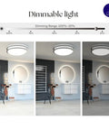 Double Ring LED Flush Mount Ceiling Light No-Fuss, 1800 Lumens Warm 2700K, 15 Inch Brushed Nickel Fixture, dimming demonstration
