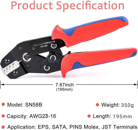 Heavy Duty Ratcheting Crimping Tool With Interchangeable Jaws For Heat Shrink Connectors And Wire Terminals complete specification image.