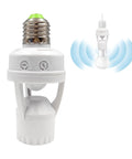 Infrared Motion Sensor Light Socket With E26 E27 Screw In Adapter For Automatic Light Control Easy No Fuss Install And Adjustable Duration, white plastic