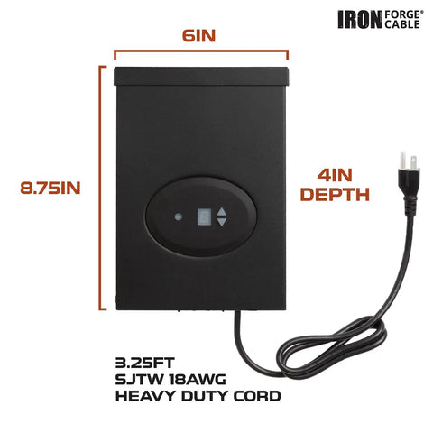 200 Watt Low Voltage Landscape Lighting Transformer With Dusk To Dawn Sensor And Countdown Timer Auto Mode 120V AC To 12V AC Outdoor Lighting All Weather