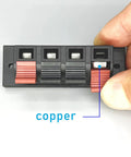 Heavy Duty 8A Four Way Speaker Terminal Block With Four Terminals Four Positions Double Sided Copper Clips Red And Black Pack Of 5