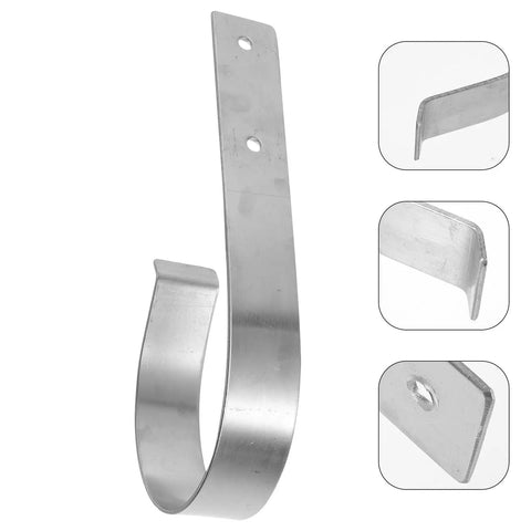 Sturdy Iron Sea Life Buoy Ring Hanger Rack With Hook For Pool Safety Gear Outdoor Use Heavy Duty Metal Bracket shown in silver metal design.