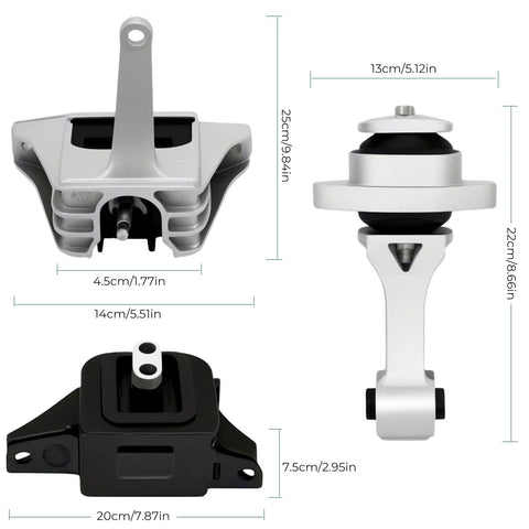 Image showing Beefed Up Three Piece Engine And Transmission Mount Set For Hyundai Elantra 2017-2022 1.4T 1.6T 2.0L Elantra GT 1.6T 2.0L