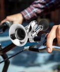 Kick Up Your Ride With This Loud Classic Retro Bike Horn For Nakto Classic Cruiser E-Bike Ensures Safe Cruises And Sharp Alerts During City Commutes Or Neighborhood Journeys. chrome retro bike horn on handlebar, 18-22mm, with rubber bulb