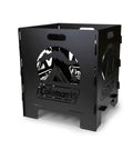 20 Inch Portable Wood Burning Fire Pit Collapsible For Camping And Backyard Use; black interlocking design view.