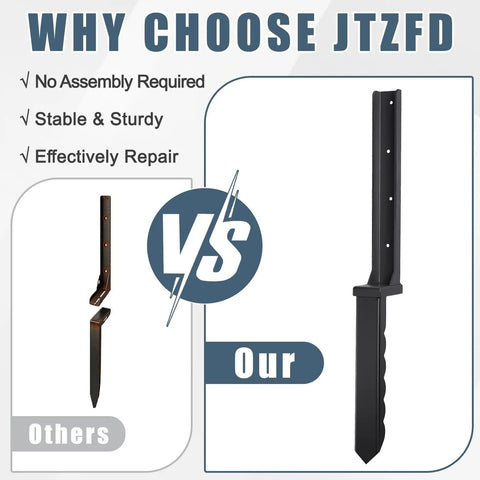 Comparison of 2 Pack Heavy Gauge Steel Fence Post Repair Kit With Ground Anchored Brackets against a competitor's product.