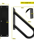 Sturdy 18 Inch Outdoor Stair Handrail For 1 To 2 Steps, Black U Shaped Wall Mount Grab Bar dimensions and features with close-up
