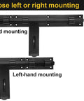 Heavy Duty 17-Inch Carbon Steel Slide Bolt Latch For Barn Doors And Fences Built Tough Security Lock For Warehouses And Entry Gates Left Or Right Hand Mount Weld Or Screw Mount Patent Pending displayed with right and left mounting positions.