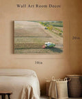 Maize Field Aerial View Combine Harvester Canvas Wall Art 20x30 Inch Print for Living Room Decor Framed Above Bed