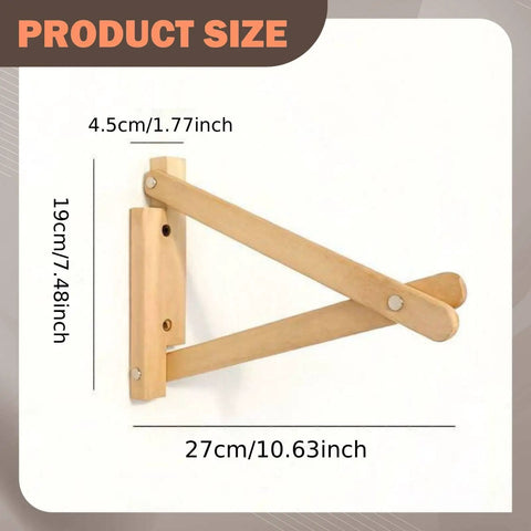 Wooden shelf bracket dimensions 27cm x 19cm shown, beefy wooden shelf bracket heavy duty wall mount support for everyday minimalist modern interiors with pre drilled wire routing 27cm decorative shelf hardware