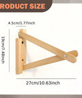 Rustic Shelf Brackets For Wall Mount, Triangular DIY Angle Brackets, 27cm, wood design with measurements shown