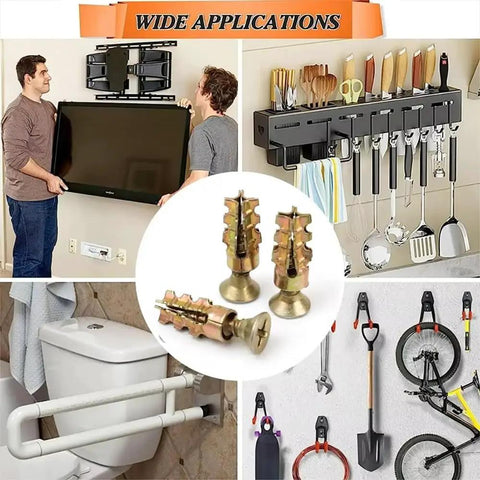 Heavy-Duty 6x14mm Wall Expansion Plug And Self-Tapping Screw Anchoring Kit For Solid Stone Drywall And Concrete installations.