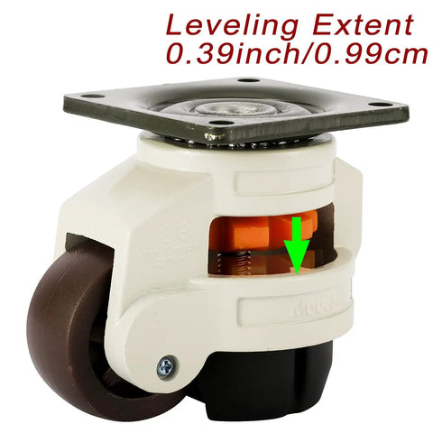 Beefy 4 Pack Leveling Casters With Nylon 2 Inch Wheels And Rubber Feet For Industrial Equipment And Workbenches Retractable Support Up To 2200 Lbs Easy Install Stable On Uneven Floors