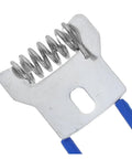 Close-up of a heavy duty iron clamp from 30 Pack Recessed Lighting Clips And Lamp Trim Springs For LED Panels, blue wire visible