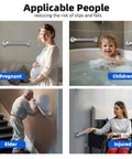 Heavy Duty Metal Stair Handrail Built Like A Tank For Wall Mounted Safety Grab Bar and Step Support No Sweat Install Up To 300 Pound Rust Resistant Powder Coat Finish for pregnant women, children, elderly, and injured.