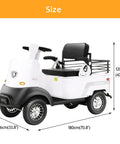 Sleek Two Seater Electric Golf Cart Packing A Badass 800W Motor And Hella Smooth 12 MPH Cruise With Dope 28 Mile Range dimensions shown.