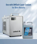 Heavy Duty Compact Six Liter Water Chiller For Laser Engraving Machines with OMTech Laser Coolant beside it.