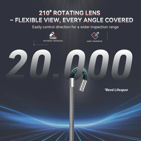 Ultra Slim 3mm Two-Way Articulating Borescope Endoscope Camera With Light 210° rotating lens.