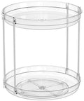 Clear Two Tier Lazy Susan Turntable For Cabinets And Pantry 9.5 Inch Diameter Double Rotating Kitchen Spice Rack Organizer