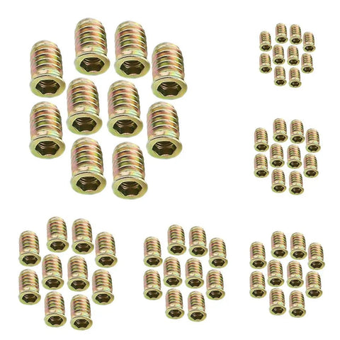 Solid M6 By 15mm Furniture Insert Nuts Hex Socket Fasteners With Zinc Coating For Wood Projects, rust resistant and heavy grip screws.