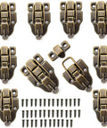 Ten Pack Metal Duckbilled Box Hasp Toggle Latch Catch For Wooden Boxes And Tool Chests Bronze Tone Heavy Duty With Screws