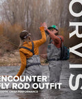 Two anglers high-fiving while using Beginner Fly Rod Outfit For Young Anglers 9 Foot 5 Weight 4 Piece Rod With Reel Line.