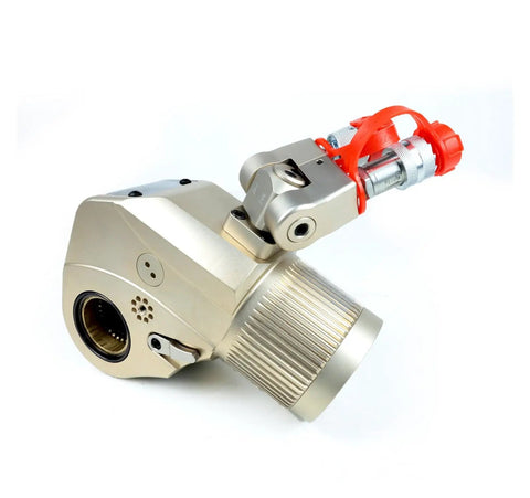 Heavy Duty Hydraulic Torque Wrench With Anti Corrosion Alloy Body And Square Drive Featuring 360 Degree Swivel Arms Push Button Shaft And Rock Solid 700 Bar Performance, showcasing the square drive and swivel arm.