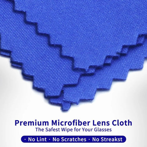 Blue microfiber glasses cleaning cloths, 20-pack, stacked square sheets