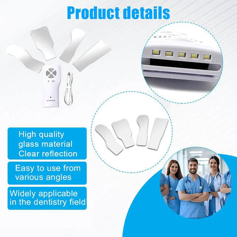 Fog Free Dental Occlusal Photography Mirror With LED Light Anti Fog Fan 360 Degree Rotating Handle Adjustable Brightness Rhodium Coated Mirror Medical Grade Stainless Steel Sterilizable Pro Grade Dental Imaging Tool All In One, LED detail