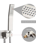 10 Inch High Pressure Rain Shower Head With Handheld Spray Rain Mixer Shower Combo wall mount brushed nickel finish details