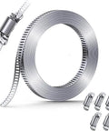 Super Cool Adjustable Stainless Steel Hose Clamp DIY Kit With Worm Gear For Fuel Line Pipe Tube Repair In Automotive Marine And Garden Projects Featuring Premium 304 Grade Metal Strap Custom Fit For Any Diameter Up To Massive Dimensions And Irregular; coiled strap and clamps
