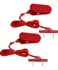 Two Pack Universal Treadmill Safety Key Emergency Stop Switch for Running Machines, showing red ABS keys with clips and cords.