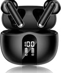 Black Wireless Earbuds With LED Power Display And Bluetooth 5 Point 4 Headphones Deep Bass Stereo Ear Buds in charging case