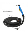 Workhorse Metal Cutting Torch Assembly With Thick Fireproof Leather Sleeve And Eight Meter Copper Cord Featuring Zero Leak Connectors and flexible cable setup.
