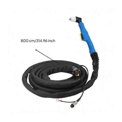 Workhorse Metal Cutting Torch Assembly With Thick Fireproof Leather Sleeve And Eight Meter Copper Cord Featuring Zero Leak Connectors and flexible cable setup.