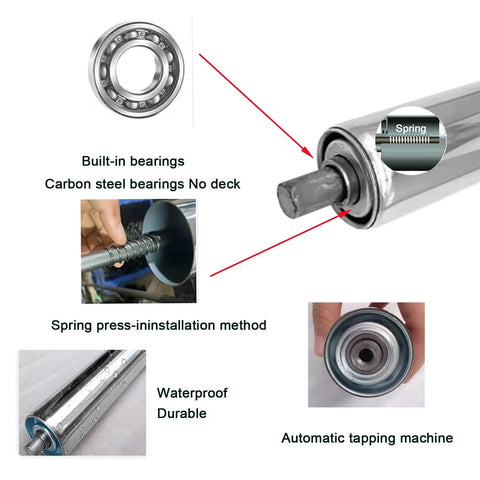 Medium Duty Roller Conveyor Tubes For Smooth Factory Operations And Boat Trailer Builds Built Damn Tight Small Diameter with built-in bearings.