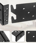 Tough As Nails Double Hook Slot Bed Frame Brackets With Headboard Support Plates, black iron material for bed frame stability.