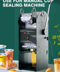 Cup Sealing Machine For Coffee Shops And Milk Tea Bars Includes Two Rolls Of Sealing Film White Finish Seals PP Cups At 160 To 200 C Best At 180 C Quick And Clean Service For Grab And Go Takeaway Drinks