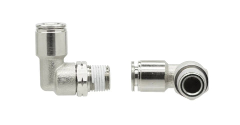 Push To Connect Tube Fitting Elbow 1/4 Inch Tube OD To 1/8 Inch NPT Male Elbow PN15 Series compact metal pneumatic pack of 5