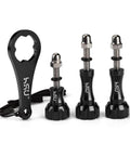 Go To Aluminum Thumbscrew Set With Wrench For GoPro Hero And AKASO Campark Action Cameras, 3 Pack Black With O Rings.