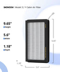 Tesla Model 3 And Y HEPA Cabin Air Filter 2 Pack PM25 Activated Carbon Replacement dimensions and design view