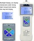 Manual Force Gauge Stand With Digital Force Gauge 300mm Stroke 1000N Capacity Tension And Compression Testing USB Data Output LCD Backlit Display Stores Up To 999 Peak Readings Great For Lab Or Workshop Use, white handheld gauge display
