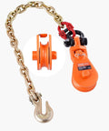 Beefed-Up 2-Ton Snatch Block With G80 Chain And Swivel Shackle, 3 Inch Sheave For 3/8 Inch Wire Rope, Heavy Duty Pulley For Towing And Recovery On Flatbed Tow Trucks Rollbacks And Wreckers, with chain and hook