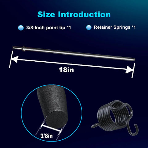 Pneumatic Taper Punch And Air Cold Chisel Set With Air Hammer Spring Three Eighths Inch By Eighteen Inch Point Tip 0.401 Inch Shank