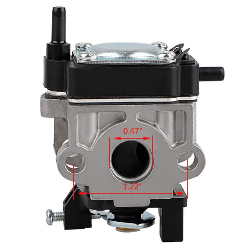 Carburetor Replacement 308480001 for Toro Weed Eater 25cc engines, front view showing dimensions and fittings for easy install.