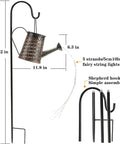 Solar Watering Can Garden Decor with Outdoor Lights Waterproof Hanging Lantern for Table Patio Porch Yard and Lawn featuring 50 LED Copper Coin Pattern Fairy Lights and a 32 Inch Shepherd Hook.